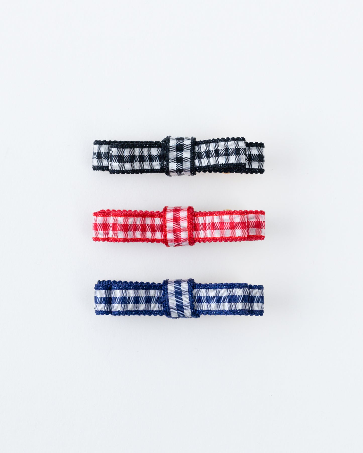 Gingham Mini Ribbon Hair Clip【NAVY】