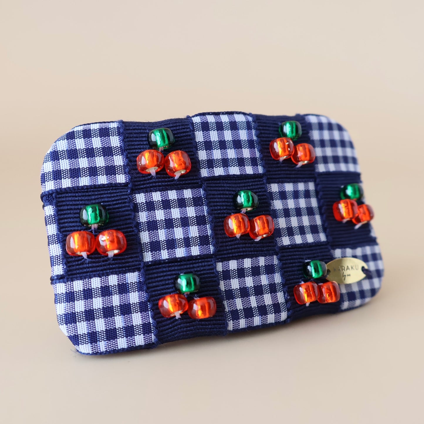 Cherry Gingham Delight Barrette【NAVY】