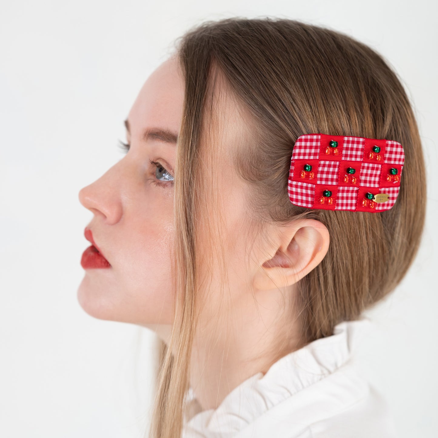 Cherry Gingham Delight Barrette【RED】