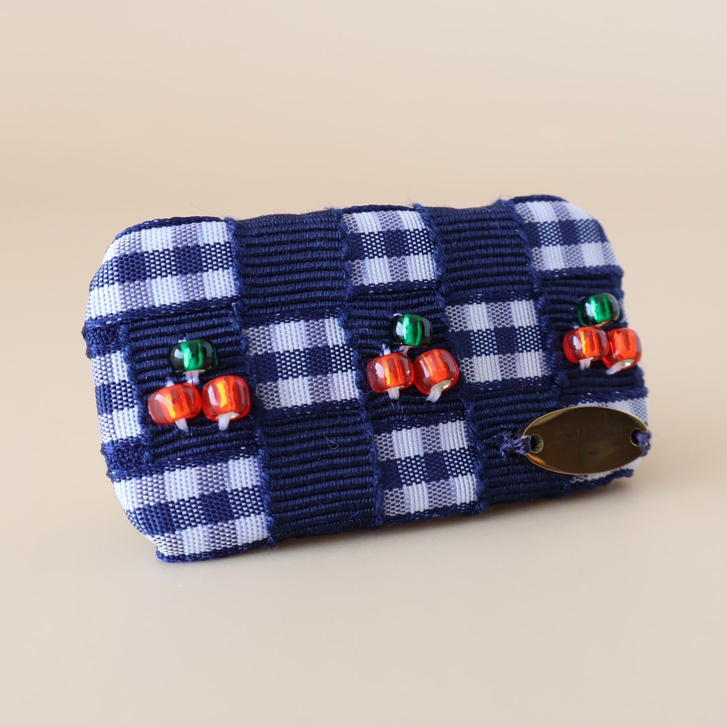Cherry Gingham Mini Barrette【NAVY】