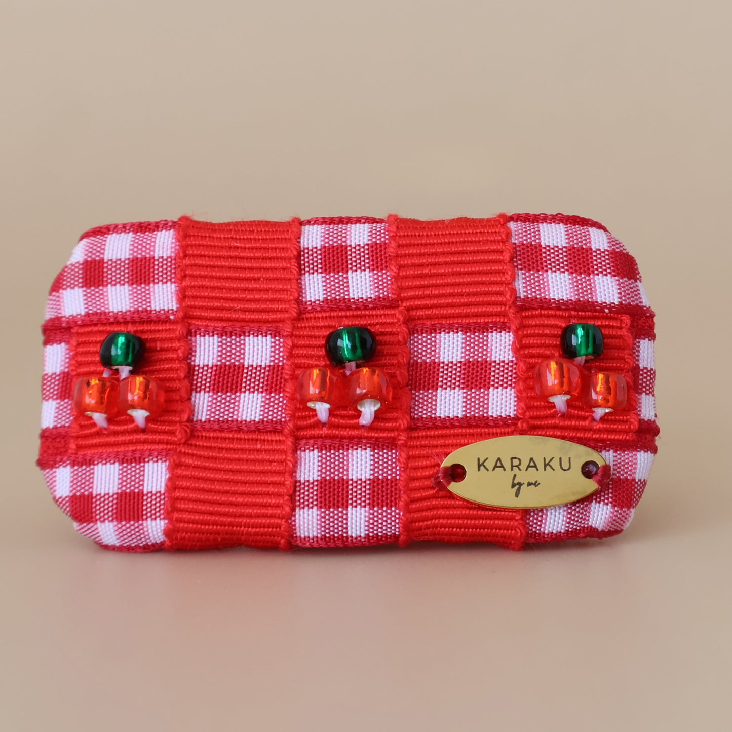 Cherry Gingham Mini Barrette【RED】