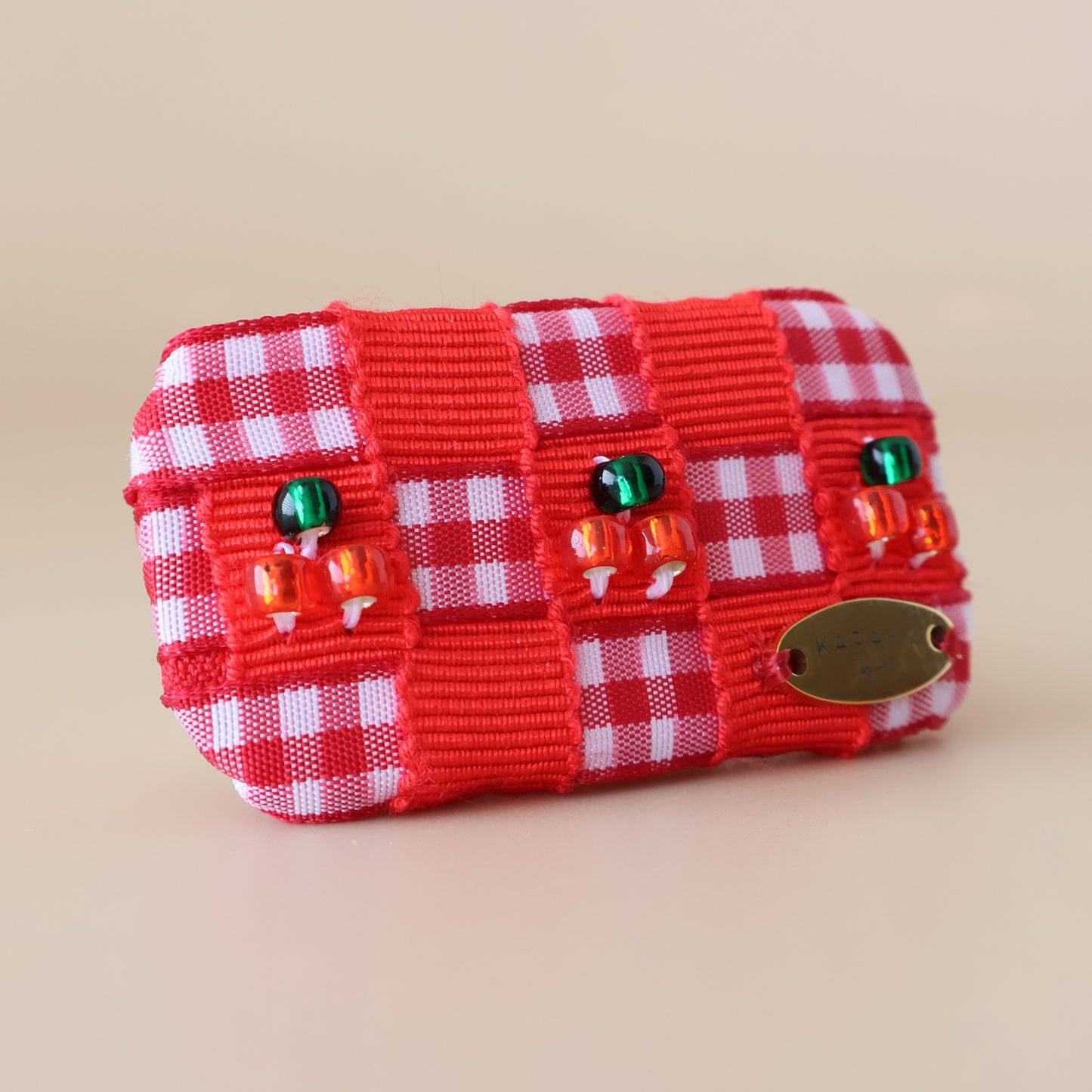 Cherry Gingham Mini Barrette【RED】