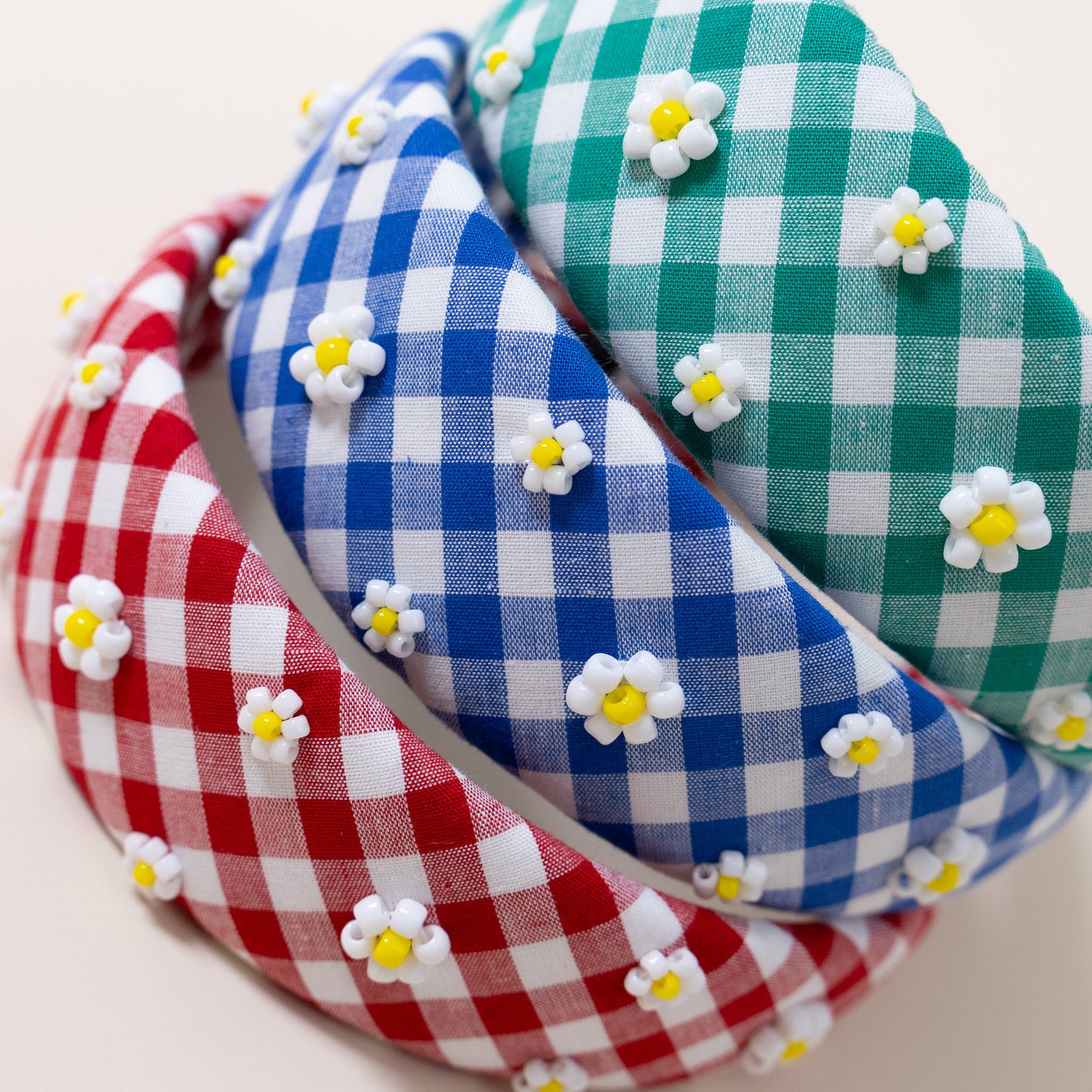 Gingham Daisy Headband【RED】
