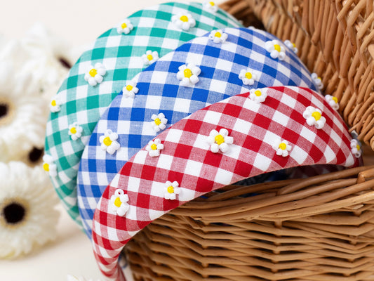 【New item】Gingham Daisy Headband
