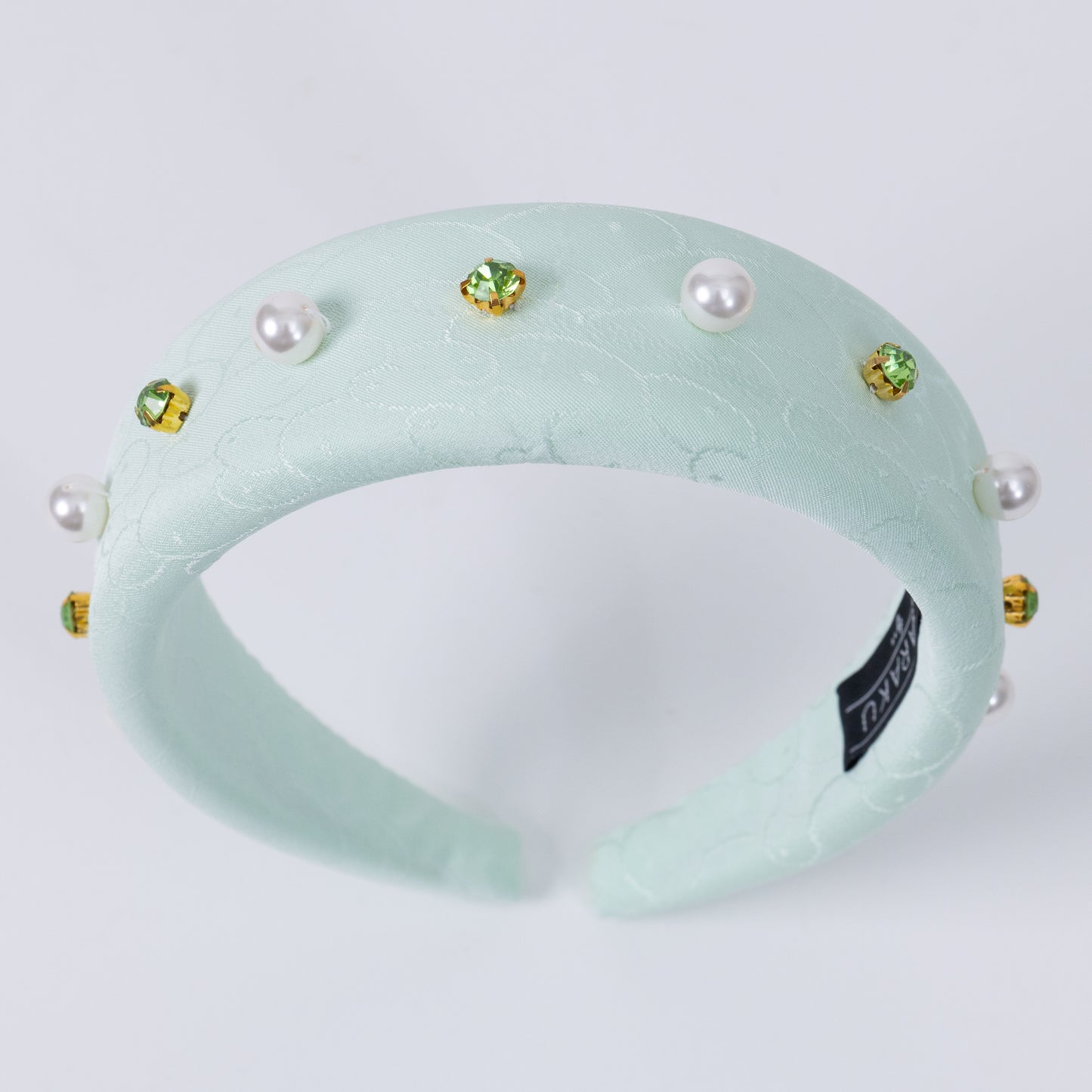 Mint Silk Kimono×Pearl×Green Bijou Headband