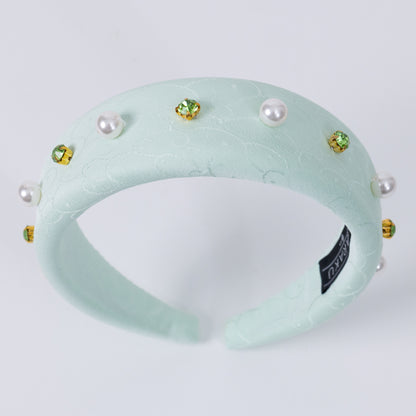 Mint Silk Kimono×Pearl×Green Bijou Headband