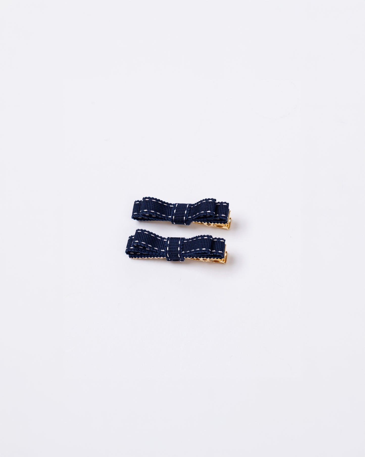 ⏰Sep10-13 Limited Order⏰Stitch Mini Ribbon Hair Clip【NAVY】