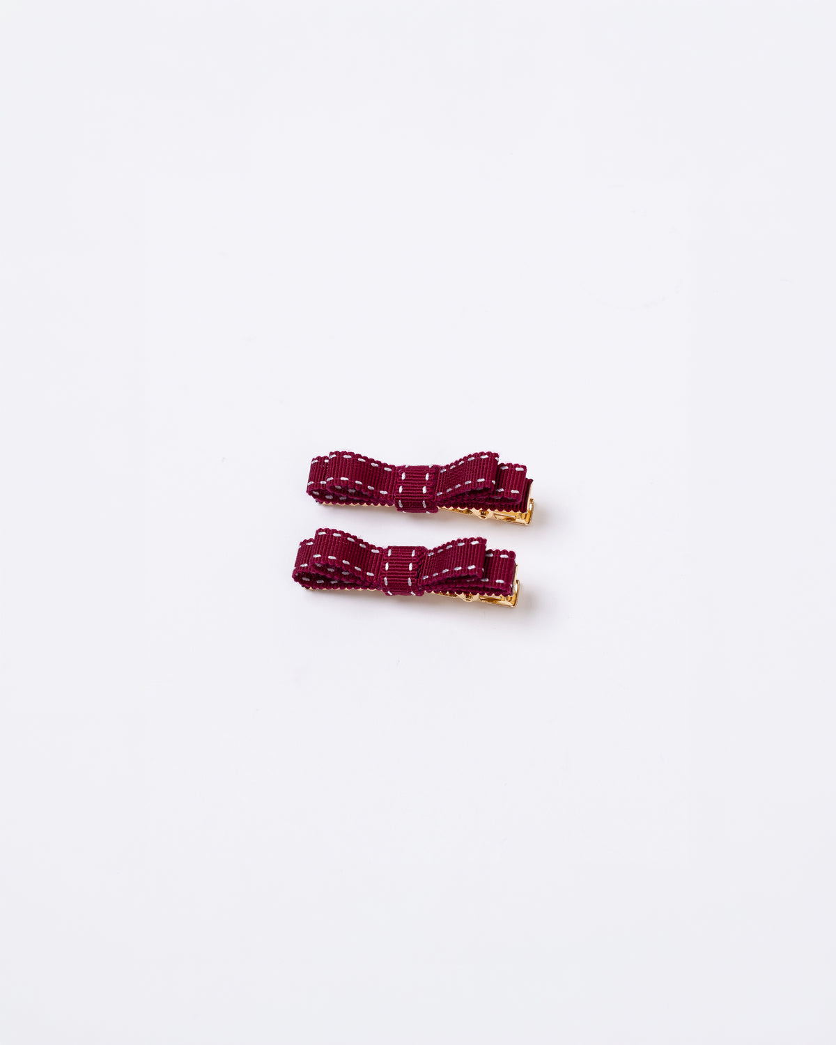 ⏰Sep10-13 Limited Order⏰Stitch Mini Ribbon Hair Clip【WINE】