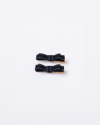 ⏰Sep10-13 Limited Order⏰Stitch Mini Ribbon Hair Clip【BLACK】