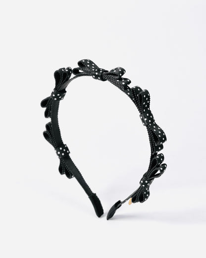 Dot Mini Ribbon Headband【BLACK】