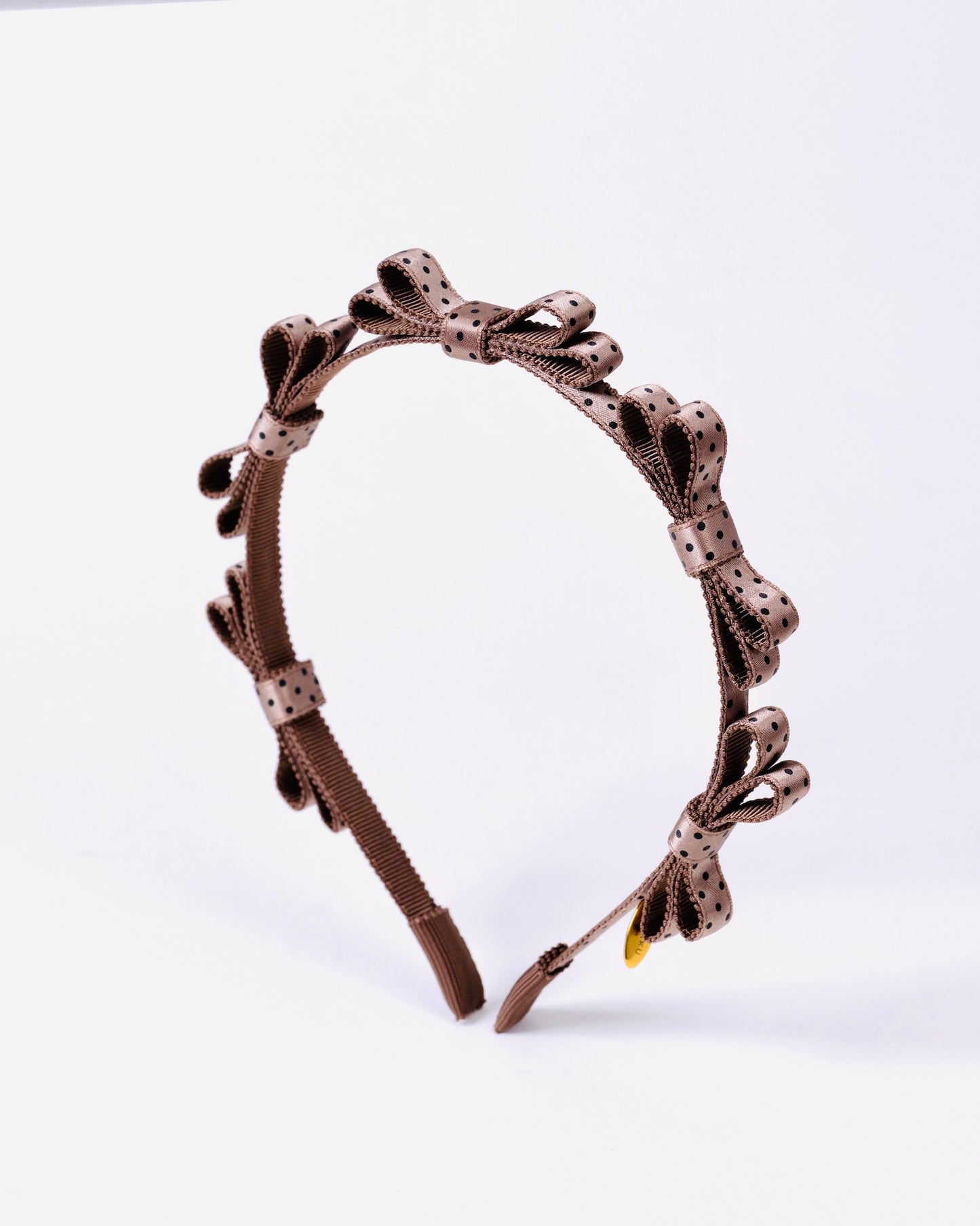 Dot Mini Ribbon Headband【BROWN】