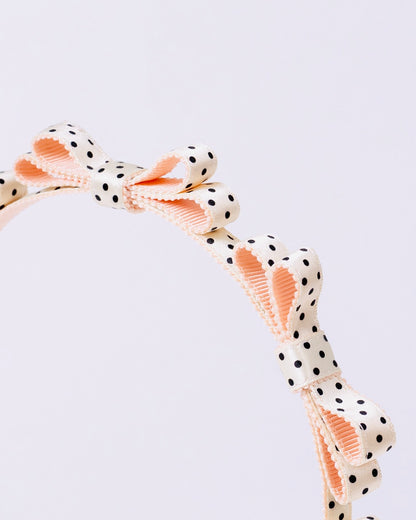 Dot Mini Ribbon Headband【IVORY×PINK】