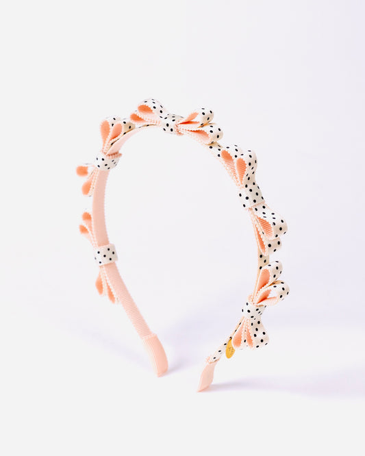 ⏰期間限定⏰　Dot Mini Ribbon Headband【IVORY×PINK】