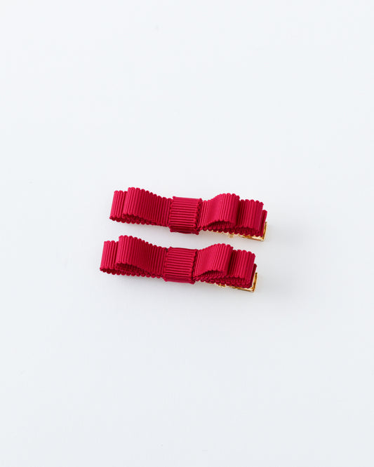 Mini Ribbon Hair Clip【RED】