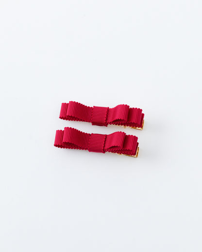 Mini Ribbon Hair Clip【RED】
