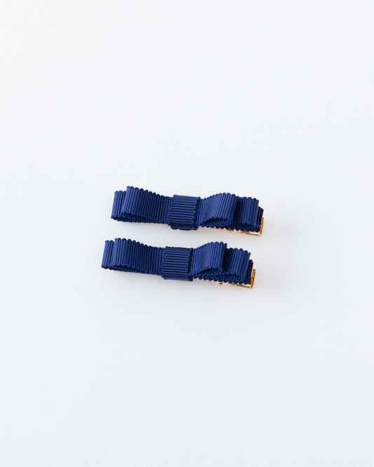 Mini Ribbon Hair Clip【NAVY】