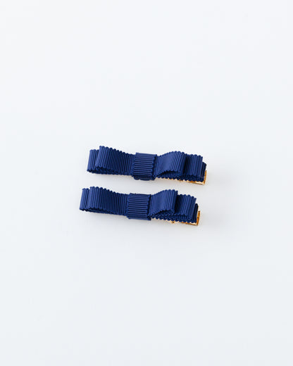 Mini Ribbon Hair Clip【NAVY】