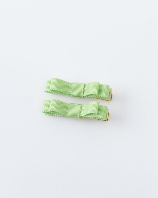Mini Ribbon Hair Clip【GREEN】