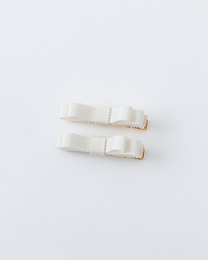 Mini Ribbon Hair Clip【IVORY】