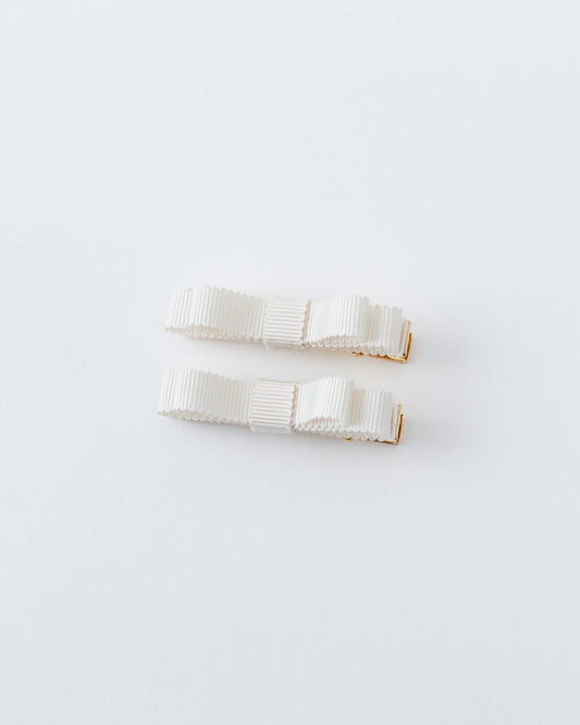 Mini Ribbon Hair Clip【IVORY】