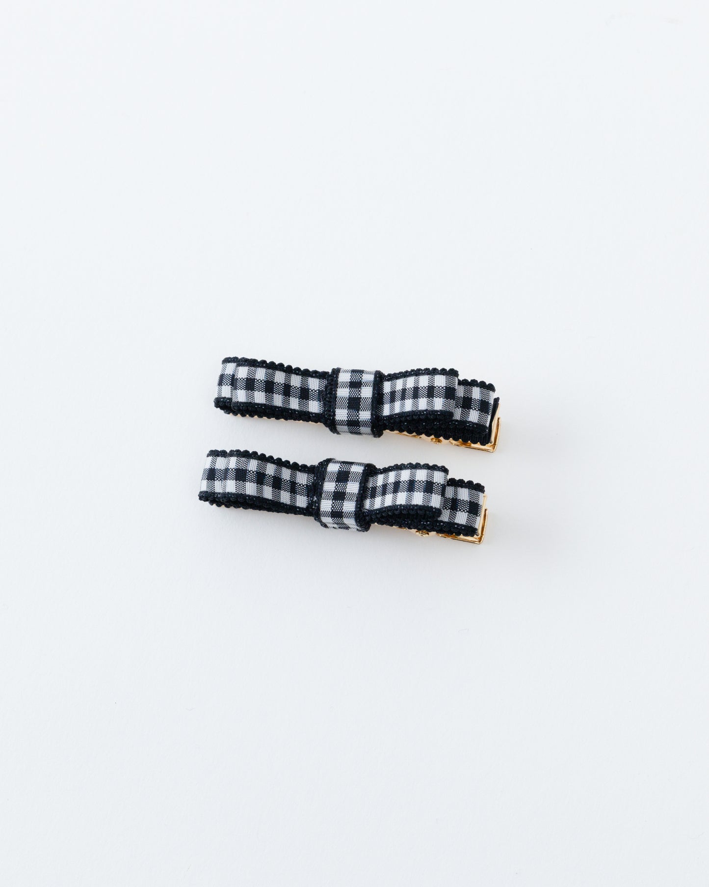 Gingham Mini Ribbon Hair Clip【BLACK】