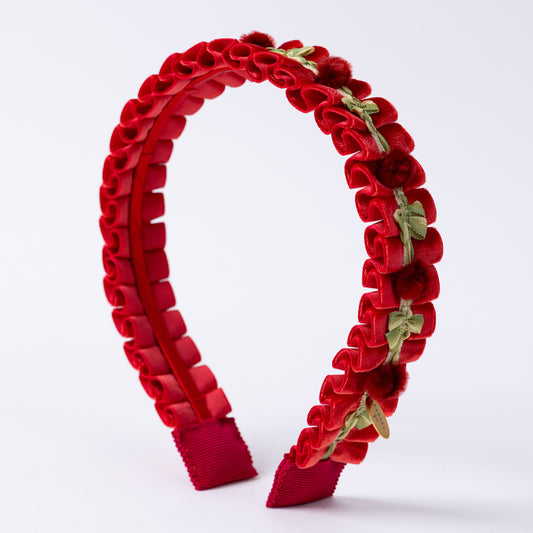 Velvet Puff Headband【RED】
