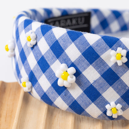 Gingham Daisy Headband【BLUE】