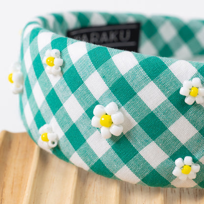 Gingham Daisy Headband【GREEN】
