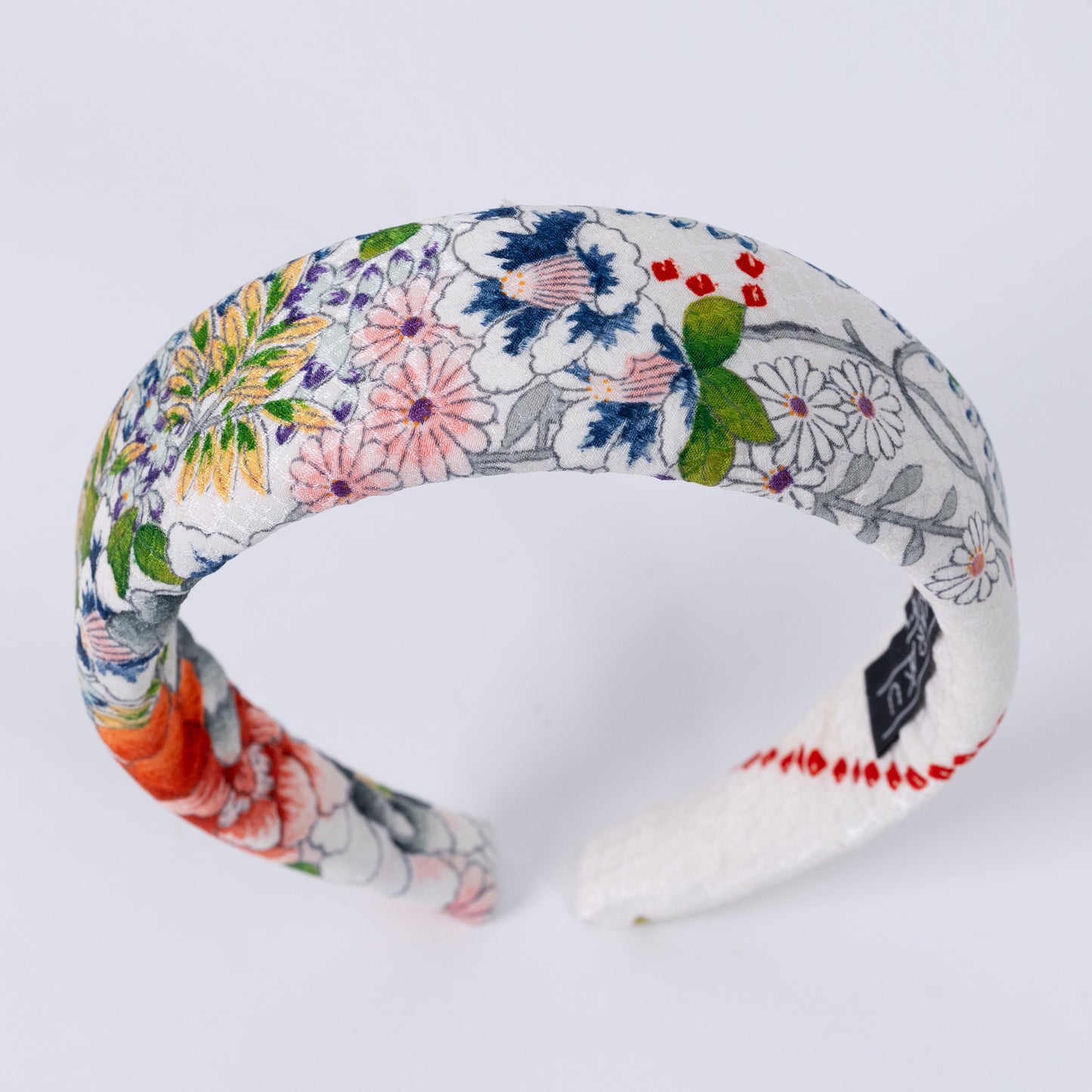 White Silk Kiminno×Flower Print Headband