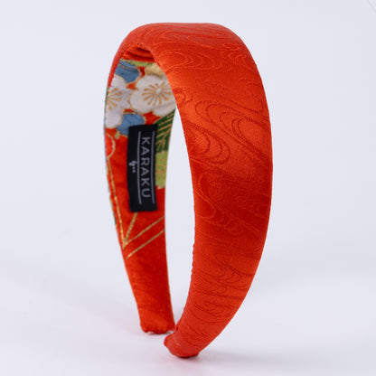 Red Silk Kimono×Flower Print Headband