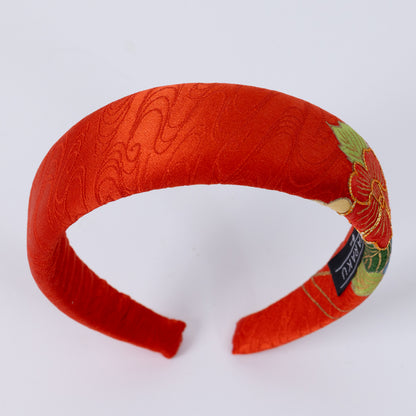 Red Silk Kimono×Flower Print Headband