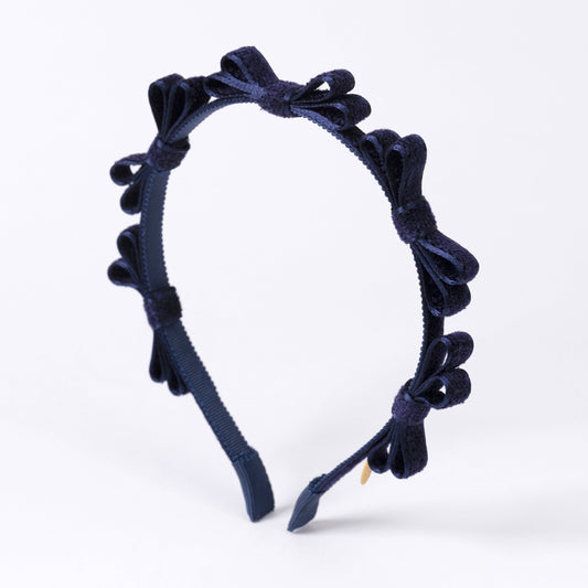 ⏰7月2日-7月5日受注⏰　Chenille Mini Ribbon Headband【NAVY】