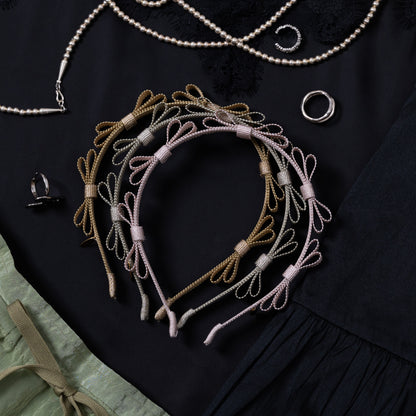 Glitter Mini Ribbon Headband【SILVER】