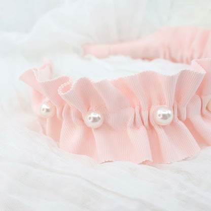 Frills Ribbon×Perl Headband【PINK】