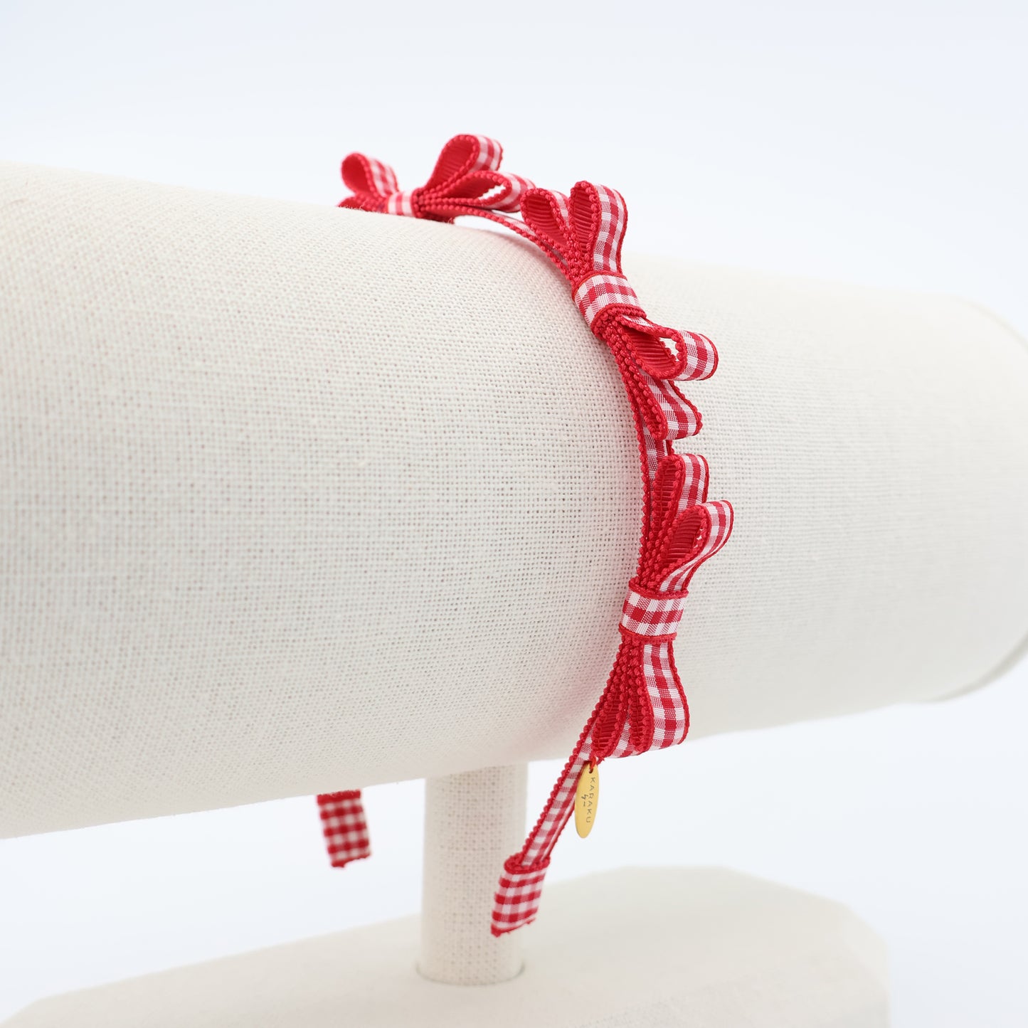 Mini Ribbon Headband【GINGHAM RED】