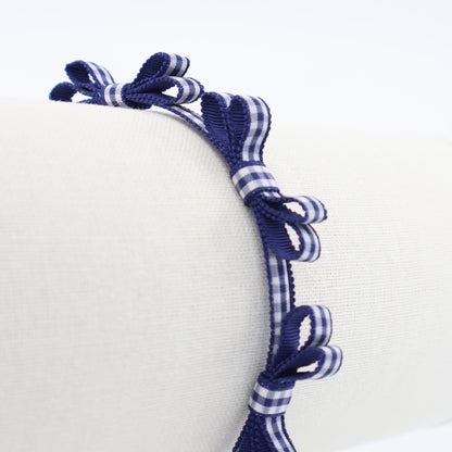 Mini Ribbon Headband【GINGHAM NAVY】