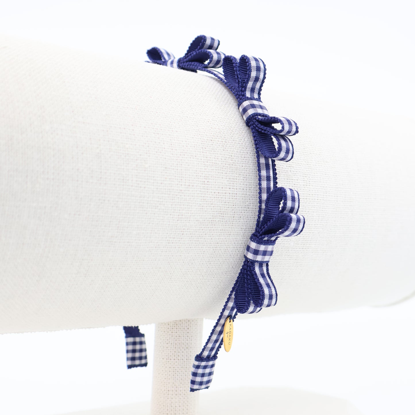 Mini Ribbon Headband【GINGHAM NAVY】