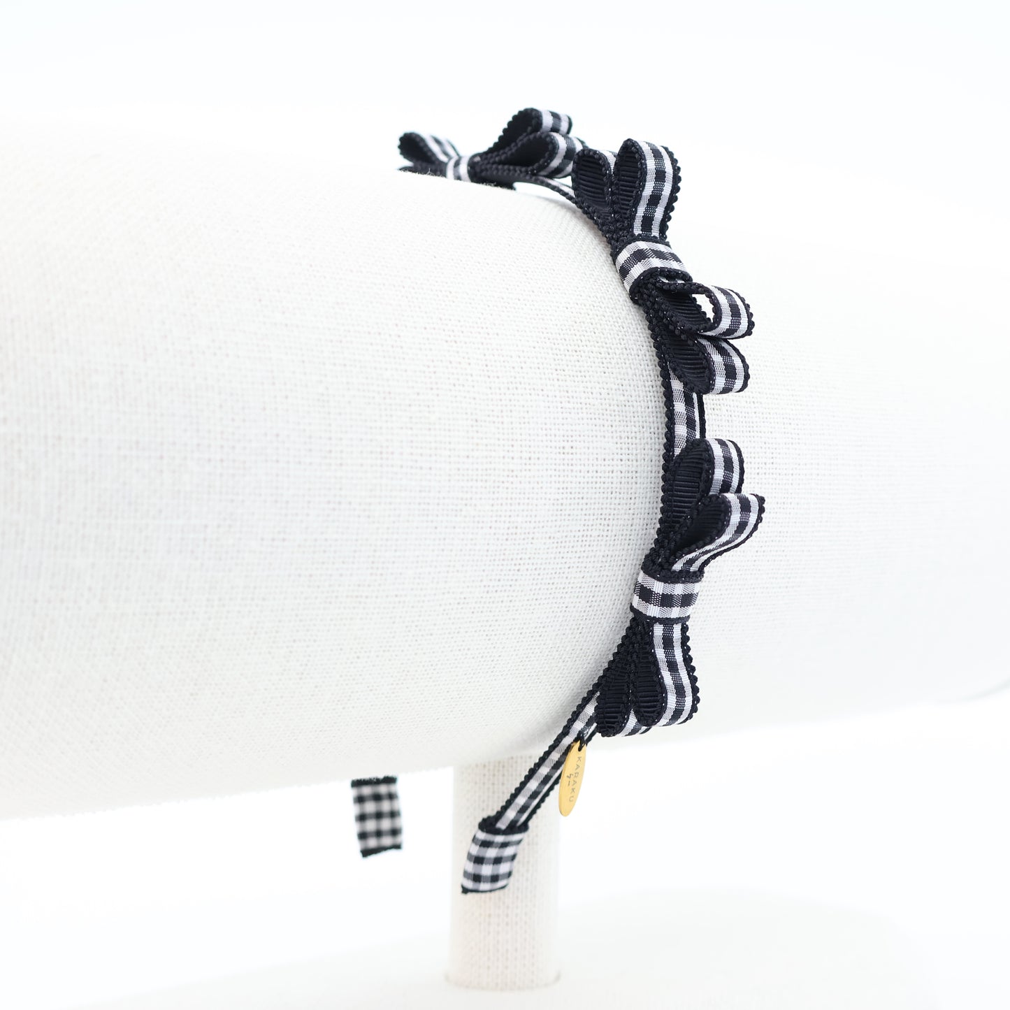 Mini Ribbon Headband【GINGHAM BLACK】