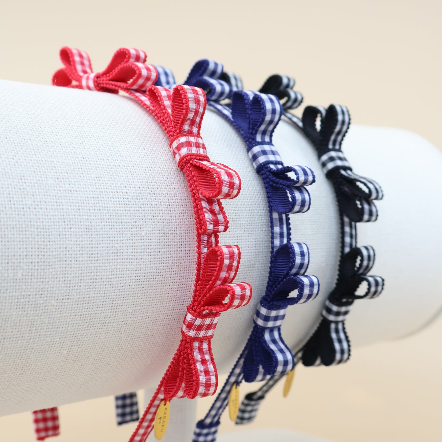 Mini Ribbon Headband【GINGHAM NAVY】