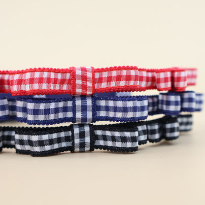 Mini Ribbon Headband【GINGHAM NAVY】