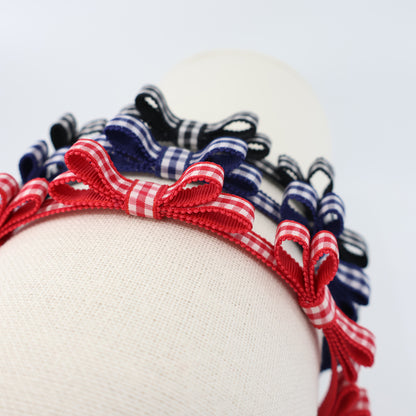 Mini Ribbon Headband【GINGHAM NAVY】