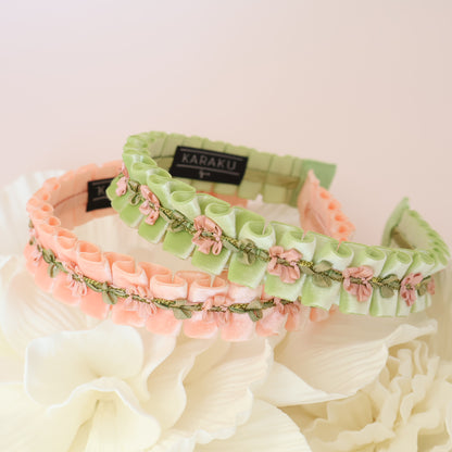 Velvet Blossom Headband【GREEN】