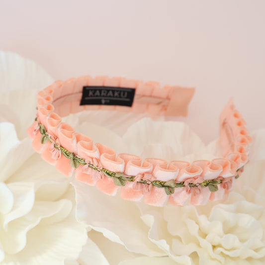 Velvet Blossom Headband【PINK】