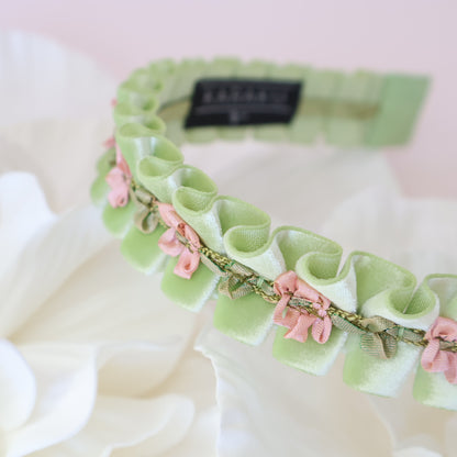 Velvet Blossom Headband【GREEN】