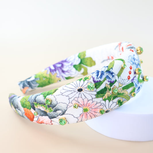 Flower Silk×Lime Green Bijou Headband