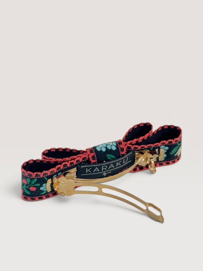 Tyrolean Ribbon Barrette【BLACK】