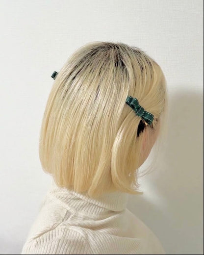 ⏰Sep10-13 Limited Order⏰Stitch Mini Ribbon Hair Clip【GREEN】