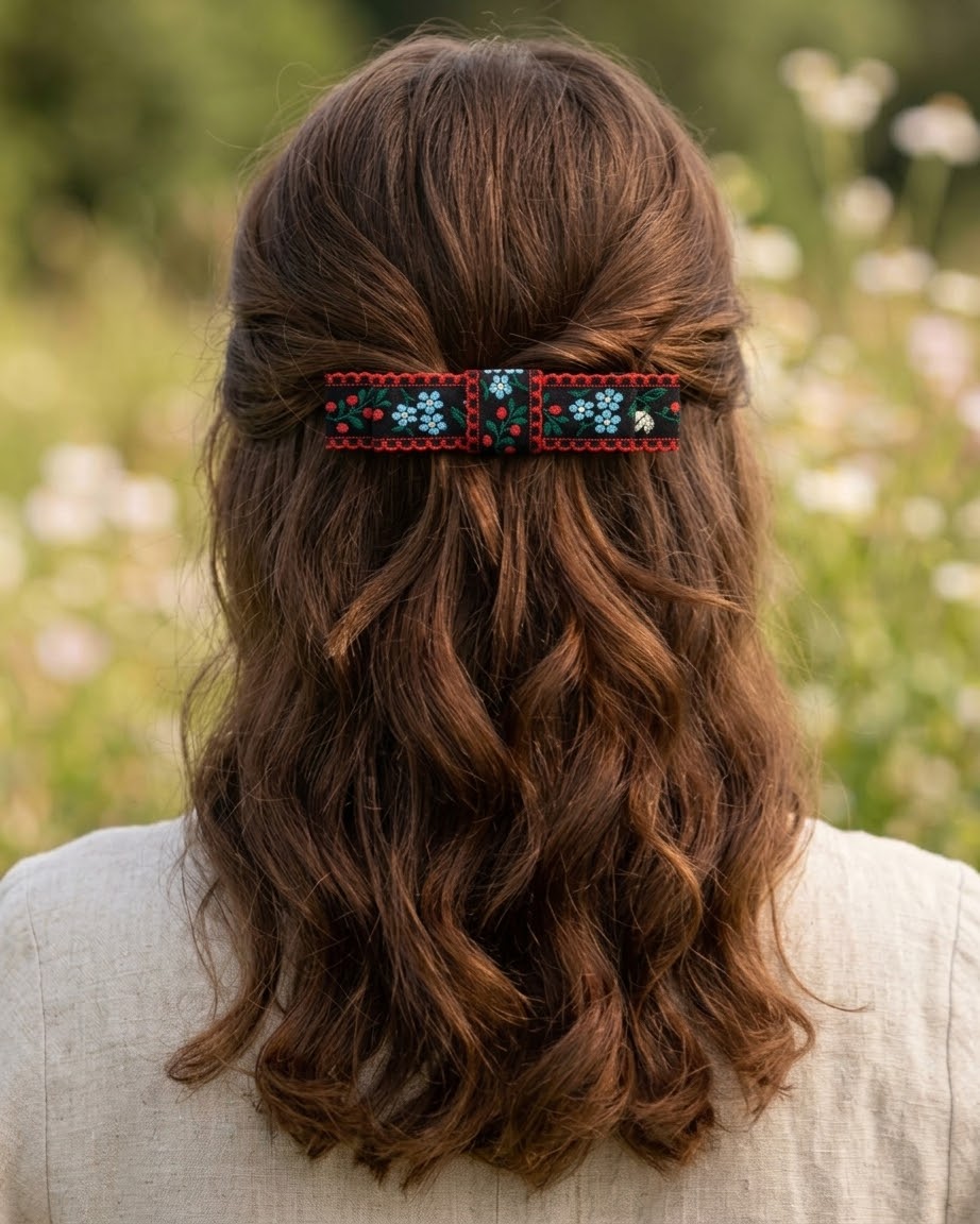 Tyrolean Ribbon Barrette【BLACK】