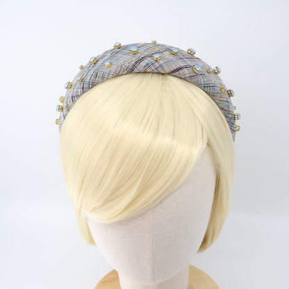 Blue Check×Aqua Blue Bijou Headband