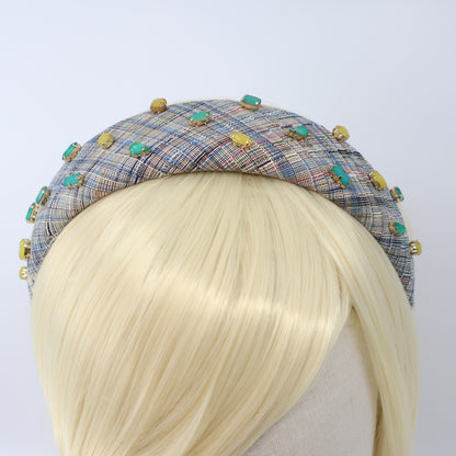 Blue Check×Mix Bijou Headband